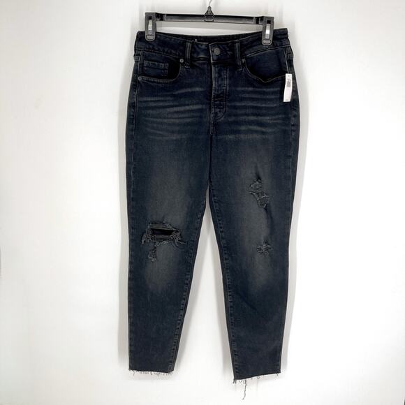 Old Navy NWT High Rise O.G Straight Jeans Secret Slim Pockets Distressed 4 Black - Picture 1 of 10